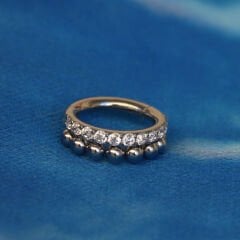 Diamond Bead Gümüş Renk Menteşeli Clicker 316L Cerrahi Çelik Halka Septum Kıkırdak Piercing