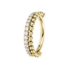 Sıra Taş Top Detaylı Kilitli Gold Çelik 6 mm Halka Piercing, Helix-Nostril-Kıkırdak-Auricle-Rook