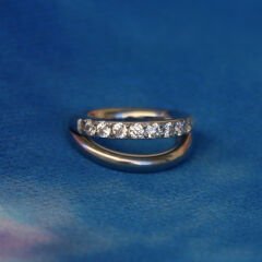 Çift Sıra Zirkon Kilitli Çelik 6 mm Halka Piercing, Helix-Nostril-Kıkırdak-Auricle-Rook