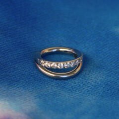 Çift Sıra Zirkon Kilitli Çelik 6 mm Halka Piercing, Helix-Nostril-Kıkırdak-Auricle-Rook