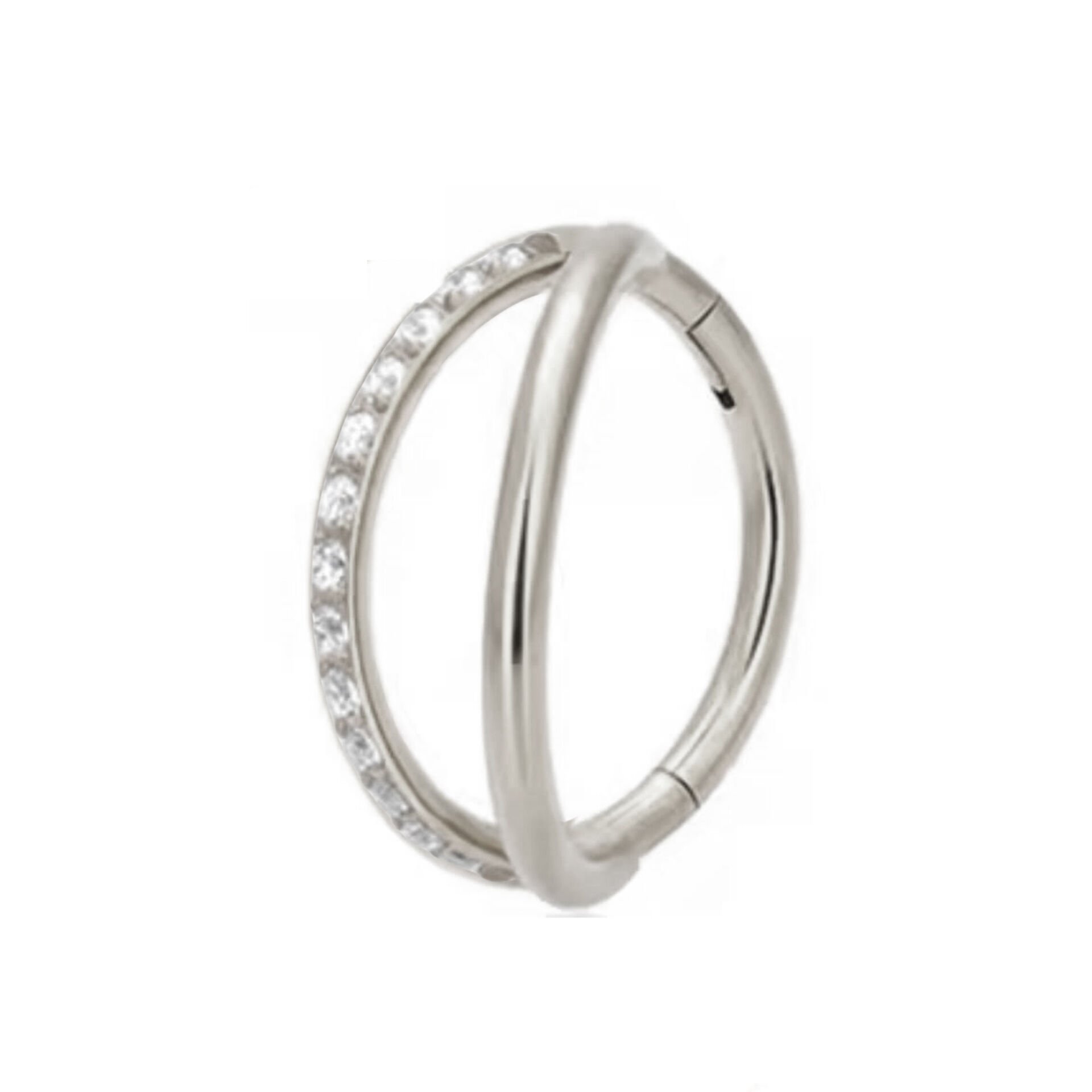 Moonline Gümüş Renk Menteşeli Clicker 316L Cerrahi Çelik Halka Septum Kıkırdak Piercing