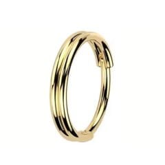 Çift Sıra Düz Kilitli Gold Çelik 8 mm Halka Piercing, Helix-Kıkırdak-Auricle-Septum