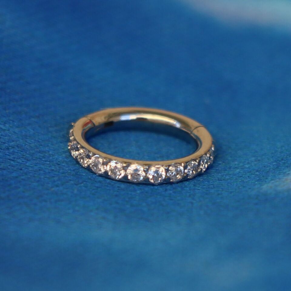 Pure Glow Gümüş Renk Menteşeli Clicker 316L Cerrahi Çelik Halka Septum Kıkırdak Piercing