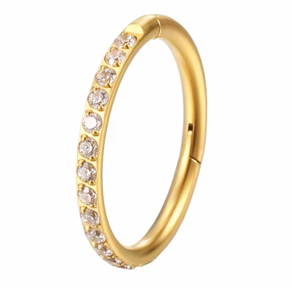 Altın renkli menteşeli clicker Elegant Glow tasarımı 316L cerrahi çelik halka septum kıkırdak piercing