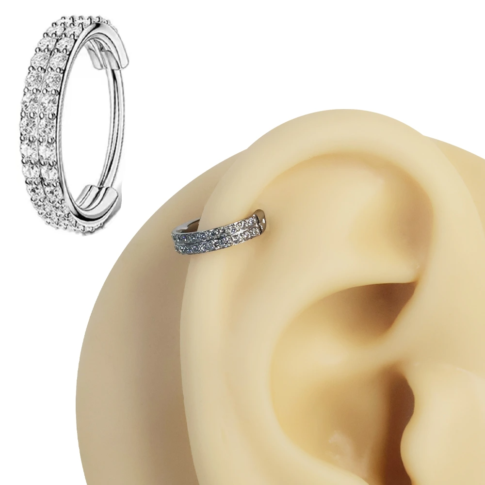 Gümüş renkli menteşeli clicker Silver Galaxy figürlü 316L cerrahi çelik halka septum kıkırdak piercing