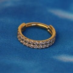 Golden Galaxy Altın Renk Menteşeli Clicker 316L Cerrahi Çelik Halka Septum Kıkırdak Piercing