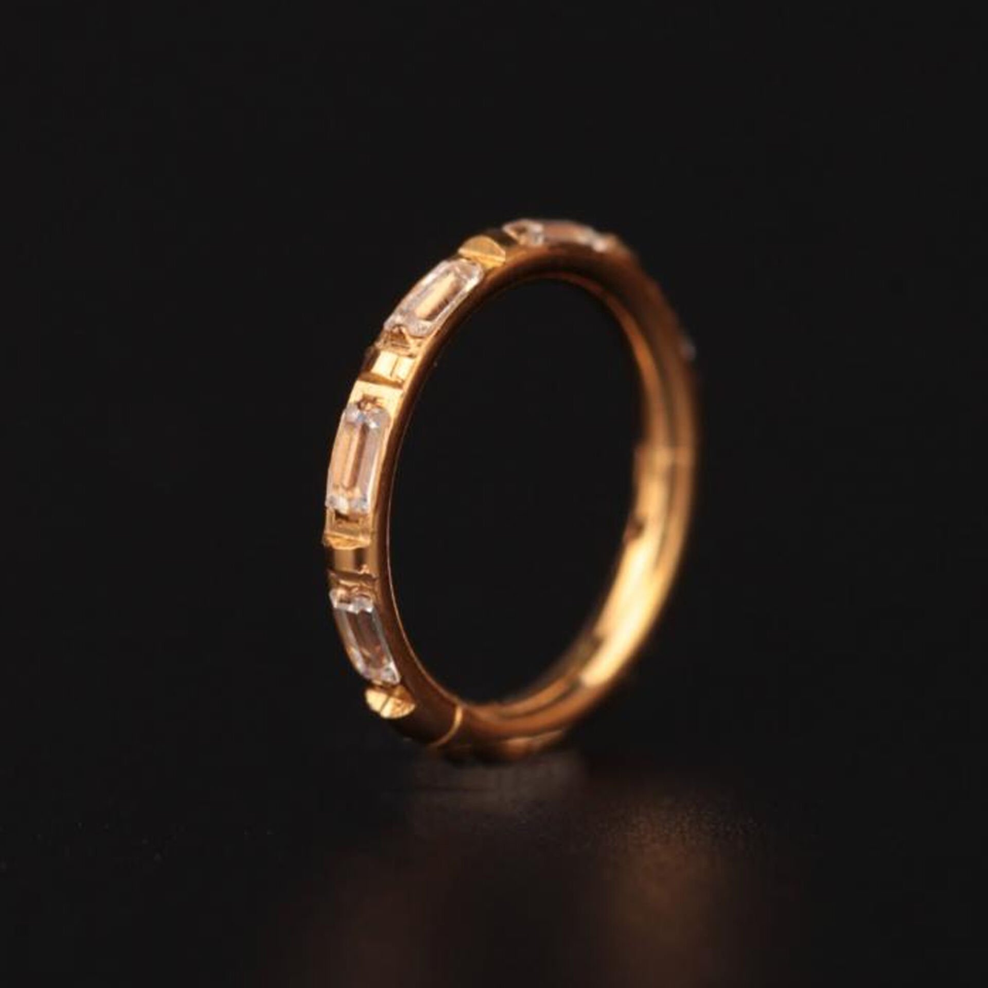 Golden Baguette Altın Renk Menteşeli Clicker 316L Cerrahi Çelik Halka Septum Kıkırdak Piercing