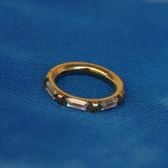 Golden Baguette Altın Renk Menteşeli Clicker 316L Cerrahi Çelik Halka Septum Kıkırdak Piercing