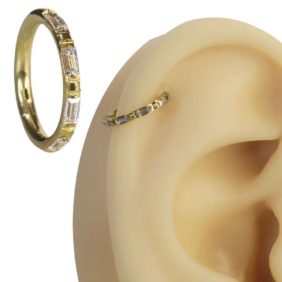 6mm ve 8mm iç çap seçenekli anti-alerjik altın halka septum kıkırdak piercing clicker model