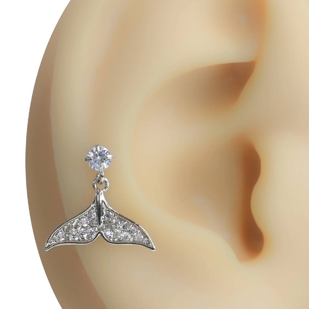 Okyanus Tılsımı Gümüş Renk Zirkon Taşlı Tragus Helix Kıkırdak Piercing