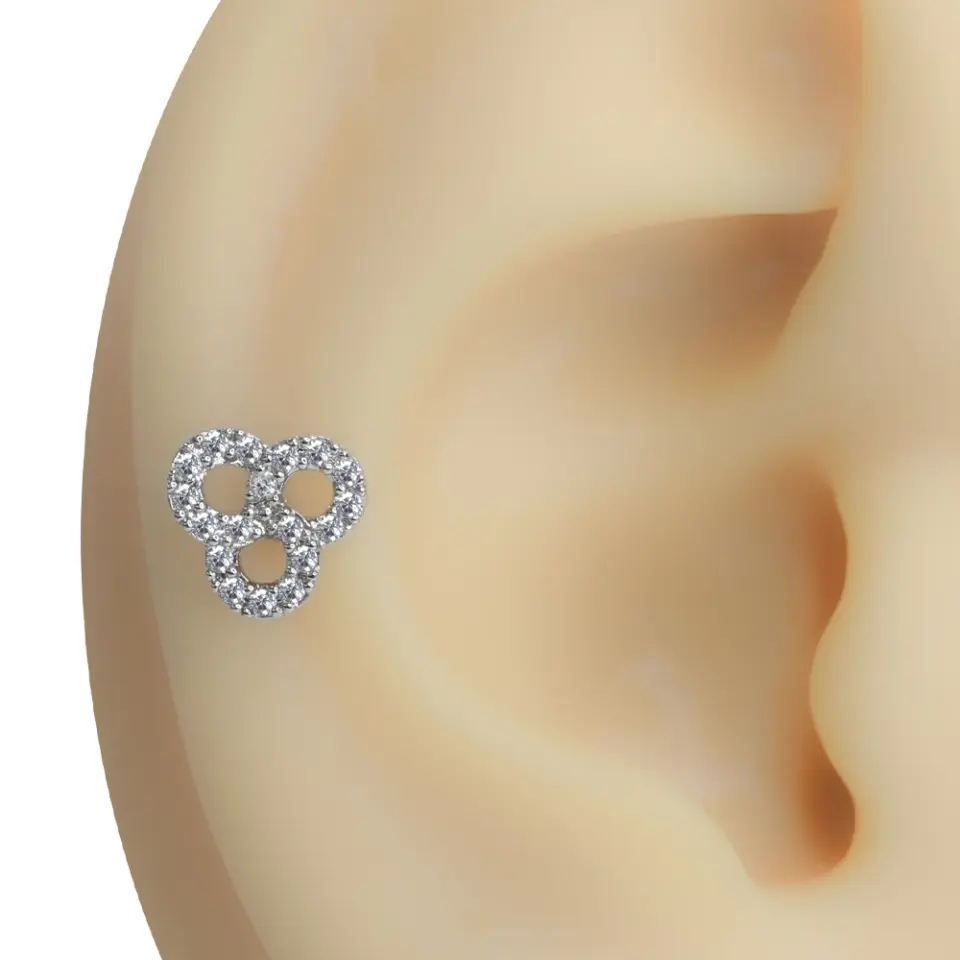 Sonsuz Döngü Gümüş Renk Zirkon Taşlı Tragus Helix Kıkırdak Piercing