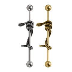 Yılan Figürlü Çelik 1,6 mm Düz Bar Piercing, Köprü-Industrial