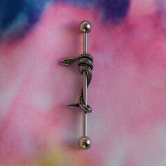 Yılan Figürlü Çelik 1,6 mm Düz Bar Piercing, Köprü-Industrial