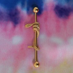 Yılan Figürlü Çelik 1,6 mm Düz Bar Piercing, Köprü-Industrial