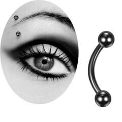 Toplu Siyah Çelik Banana Piercing, Kaş-Rook-Daith-Snug-Vertical Tragus