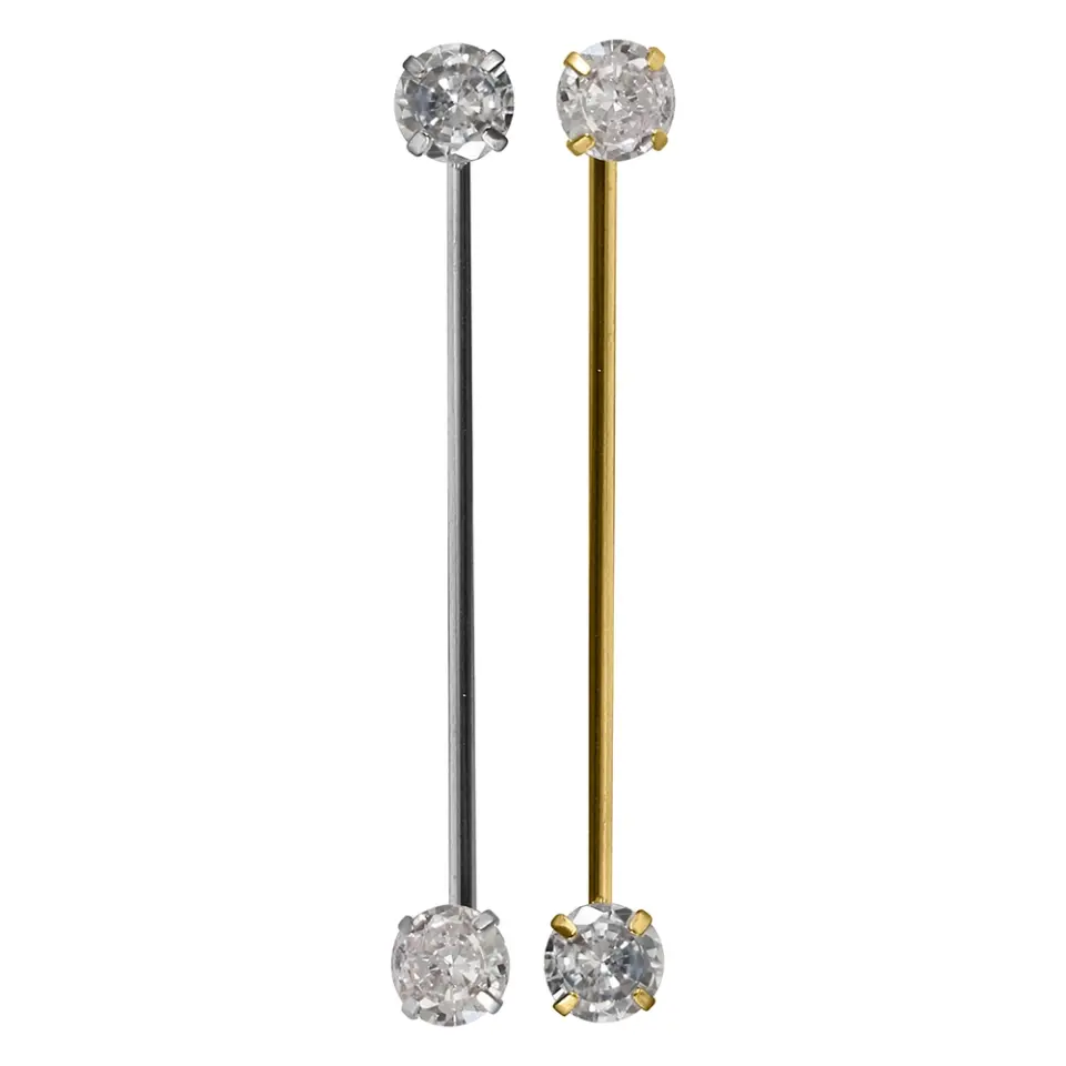 Zirkon Taşlı 316L Cerrahi Çelik Industrial - Köprü Piercing
