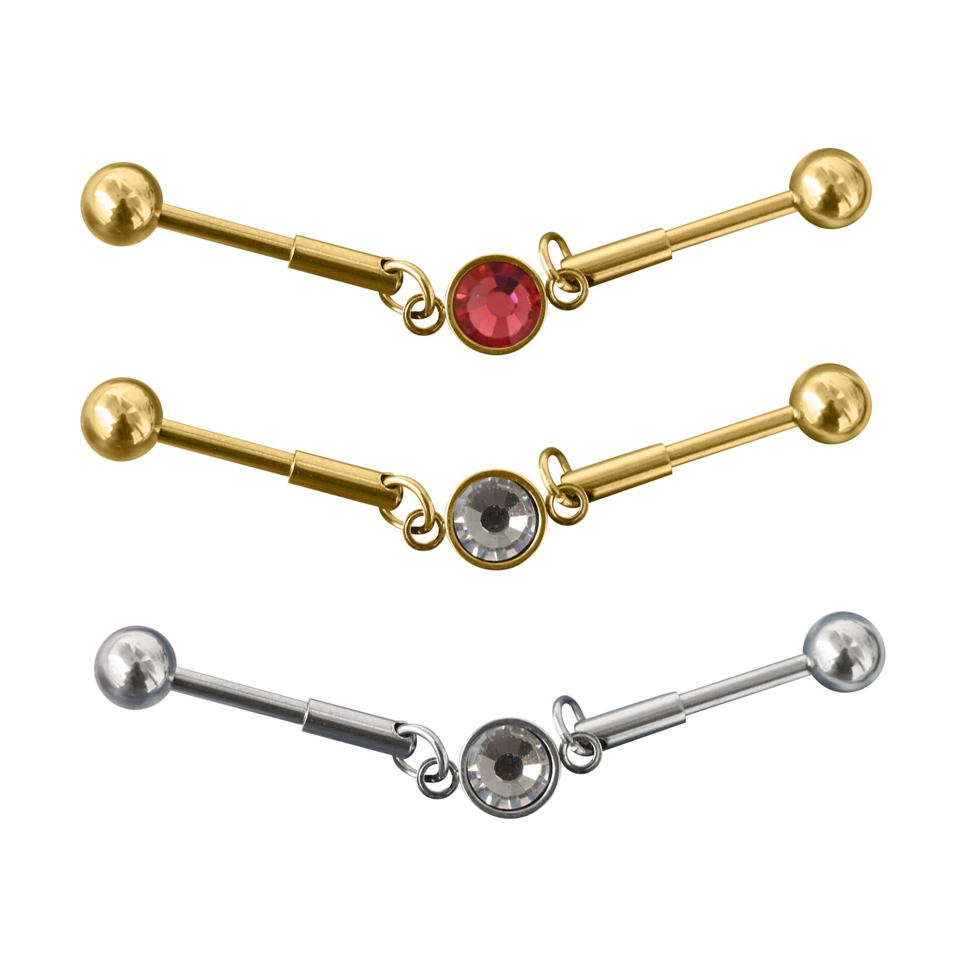 Tek Taş Zirkon Çelik 1,6 mm Düz Bar Piercing, Köprü-Industrial