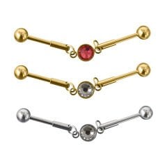 Tek Taş Zirkon Çelik 1,6 mm Düz Bar Piercing, Köprü-Industrial