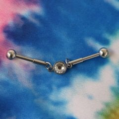 Tek Taş Zirkon Çelik 1,6 mm Düz Bar Piercing, Köprü-Industrial