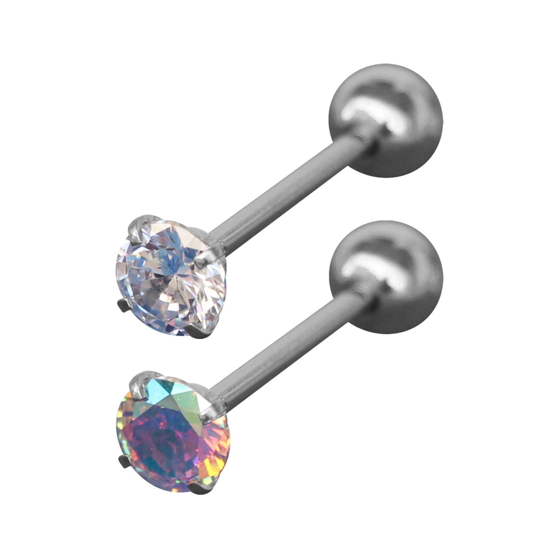 Tek Taşlı Cerrahi Çelik Dil Piercing