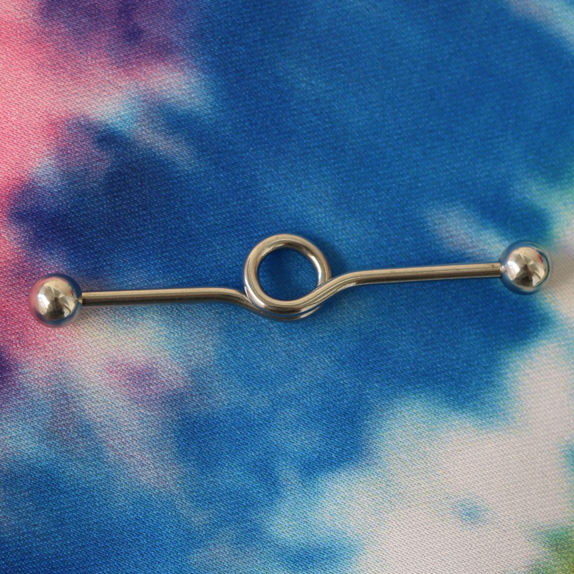 Halka Detaylı Çelik 1,6 mm Düz Bar Piercing, Köprü-Industrial Gri