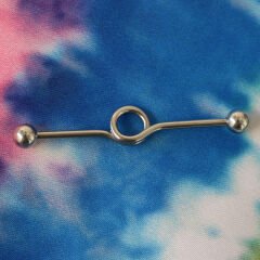 Halka Detaylı Çelik 1,6 mm Düz Bar Piercing, Köprü-Industrial Gri