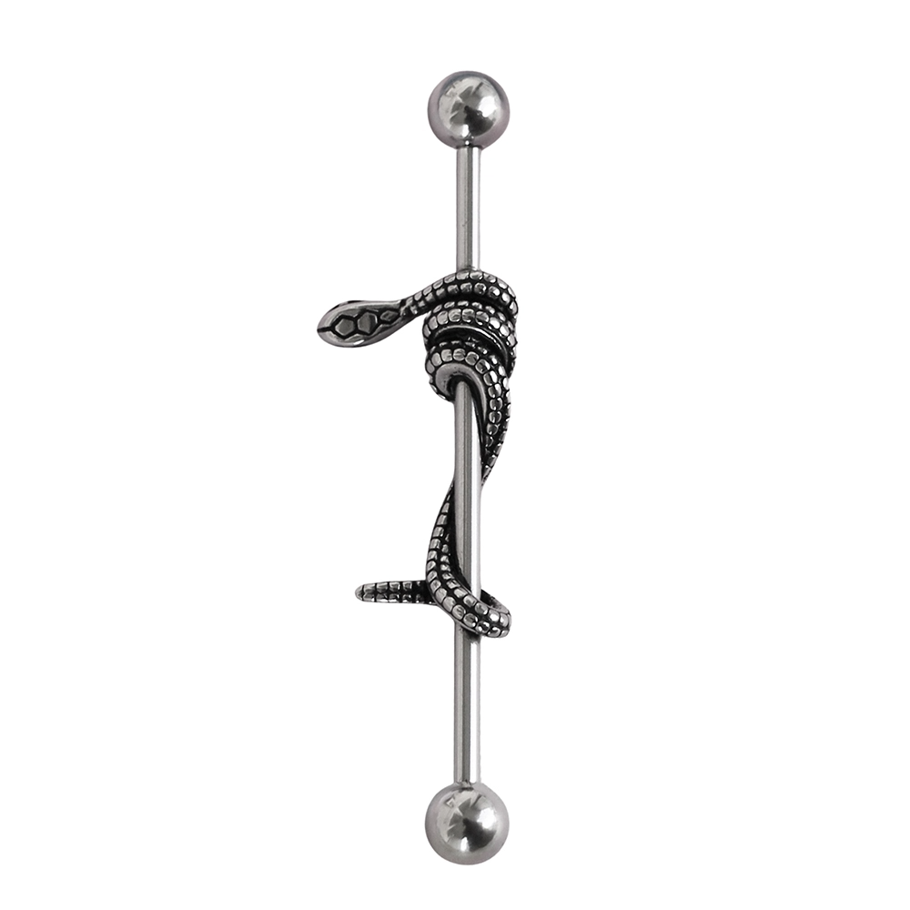 Yılan Figürlü Gümüş Rengi 316L Cerrahi Çelik Industrial - Köprü Piercing
