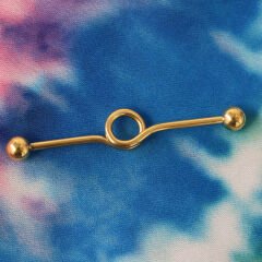 Halka Detaylı Çelik 1,6 mm Düz Bar Piercing, Köprü-Industrial Gold