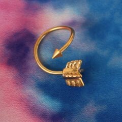 Ok Uçlu Spiral Gold Çelik Halka Piercing, Helix-Lobe-Auricle