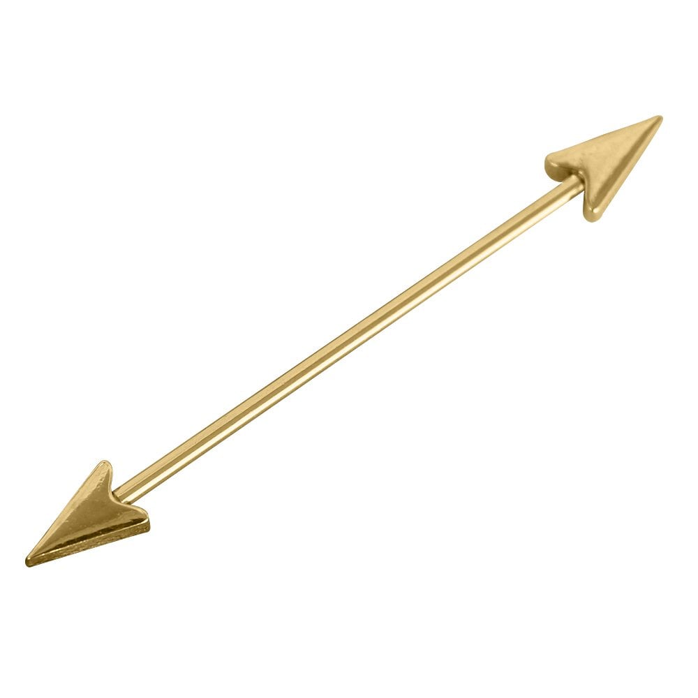 Mızrak Uçlu 316L Cerrahi Çelik Industrial - Köprü Piercing Gold Rengi