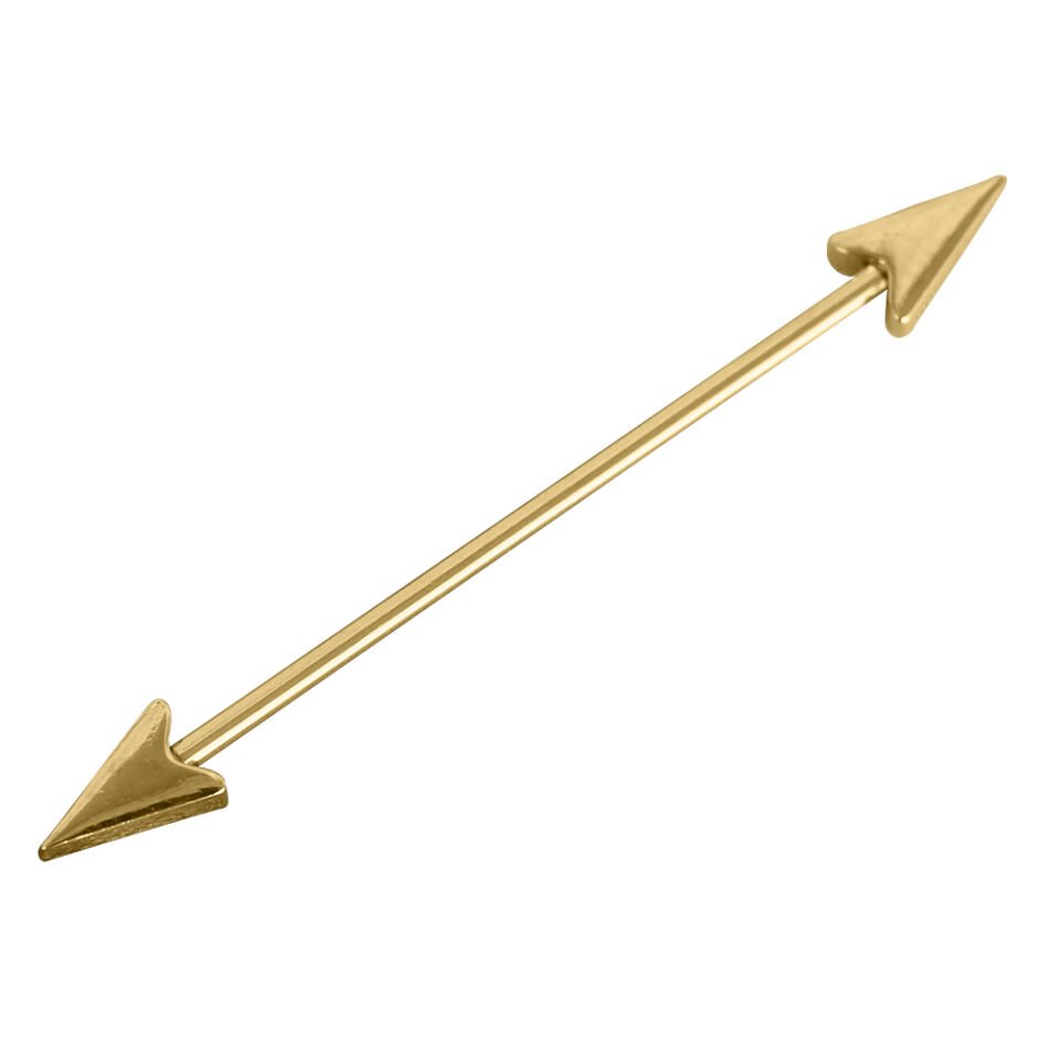 Mızrak Uçlu 316L Cerrahi Çelik Industrial - Köprü Piercing Gold Rengi