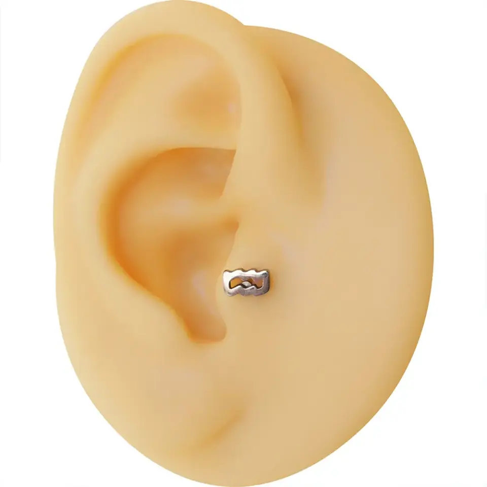 Gümüş Renk Cerrahi Çelik Kova Burcu Sembollü Piercing - Tragus Helix Lobe
