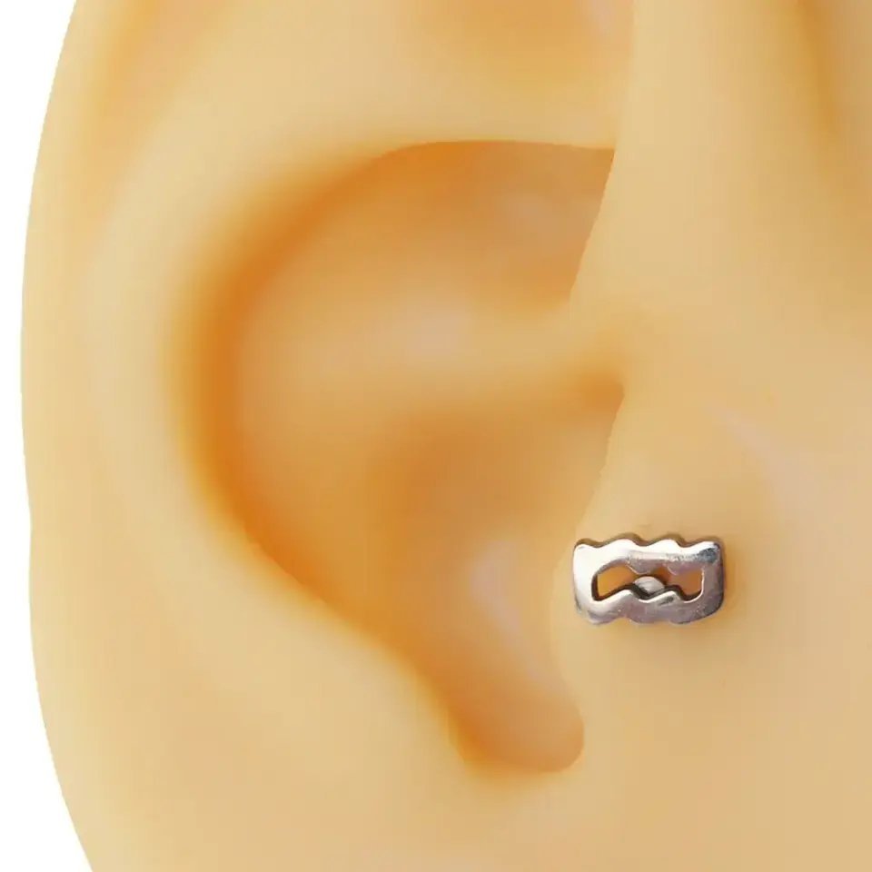 Kova burcu gümüş renk cerrahi çelik tragus ve helix piercing