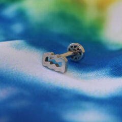 Kova Burcu 6x1,2mm Çelik Labret Piercing, Tragus-Lobe-Helix-Kıkırdak
