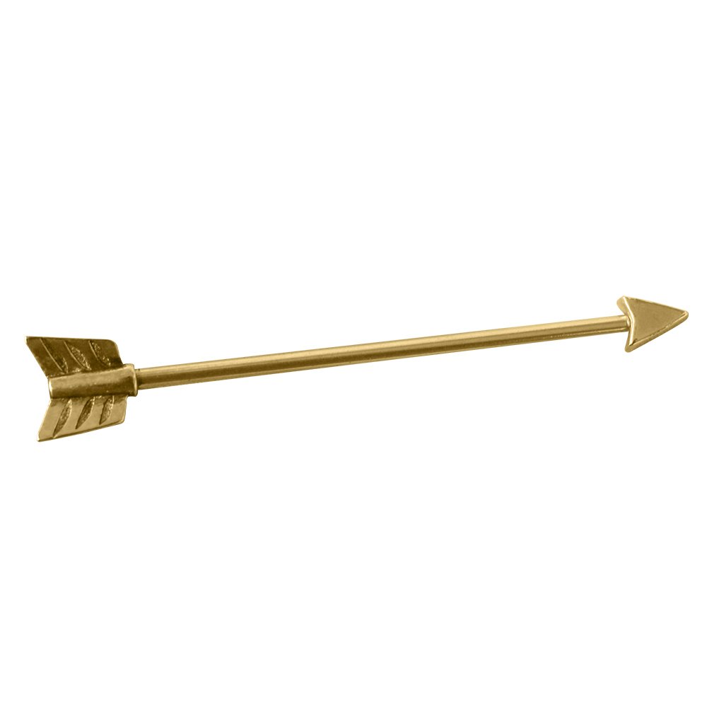Ok Figürlü 316L Cerrahi Çelik Industrial - Köprü Piercing Gold Rengi