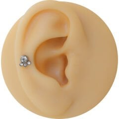 Dört Taş 6x1,2mm Çelik Labret Piercing, Tragus-Lobe-Helix-Kıkırdak