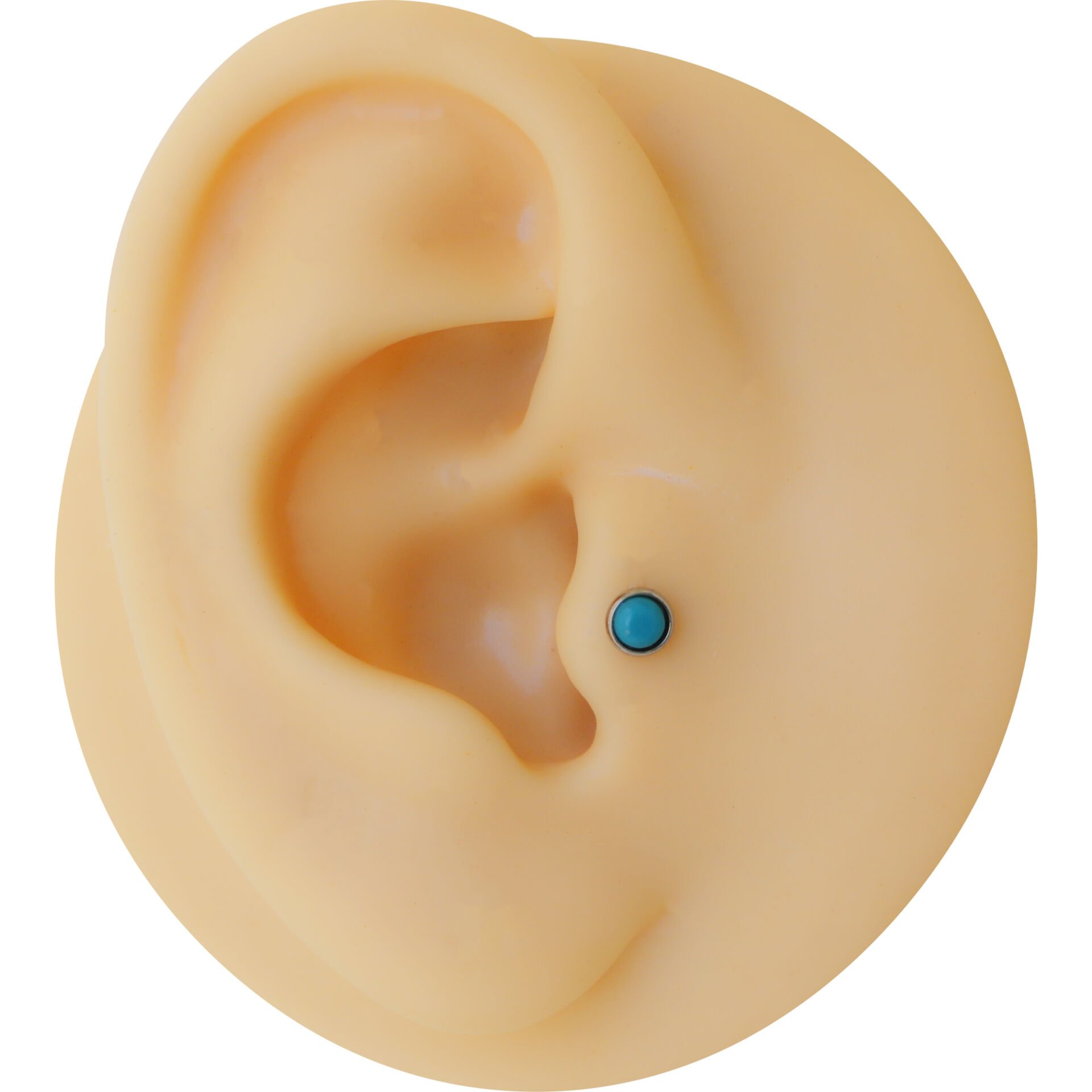 Doğal Taş Turkuaz 6x1,2mm Çelik Labret Piercing, Tragus-Lobe-Helix-Kıkırdak