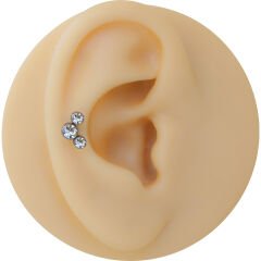 Asimetrik Üç Taş 6x1,2mm Çelik Labret Piercing, Tragus-Lobe-Helix-Kıkırdak