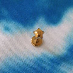Bombeli Yıldız 6x1,2mm Gold Çelik Labret Piercing, Tragus-Lobe-Helix-Kıkırdak