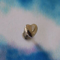 Bombeli Kalp 6x1,2mm Çelik Labret Piercing, Tragus-Lobe-Helix-Kıkırdak