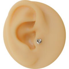 Bombeli Kalp 6x1,2mm Çelik Labret Piercing, Tragus-Lobe-Helix-Kıkırdak