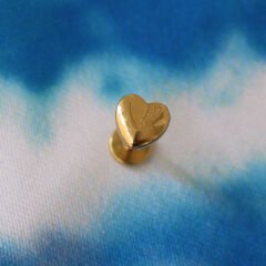 Bombeli Kalp 6x1,2mm Gold Çelik Labret Piercing, Tragus-Lobe-Helix-Kıkırdak
