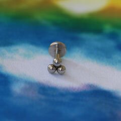 Üç Top 6x1,2mm Çelik Labret Piercing, Tragus-Lobe-Helix-Kıkırdak
