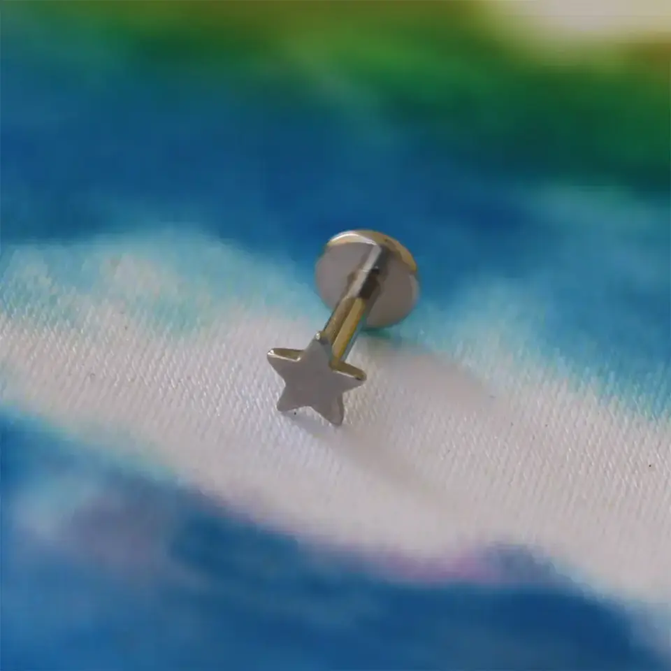 Minimalist gümüş yıldız kıkırdak küpesi helix conch piercing flatback