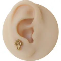 Mistik geometrik figürlü sarı altın kıkırdak küpesi helix conch piercing flatback.