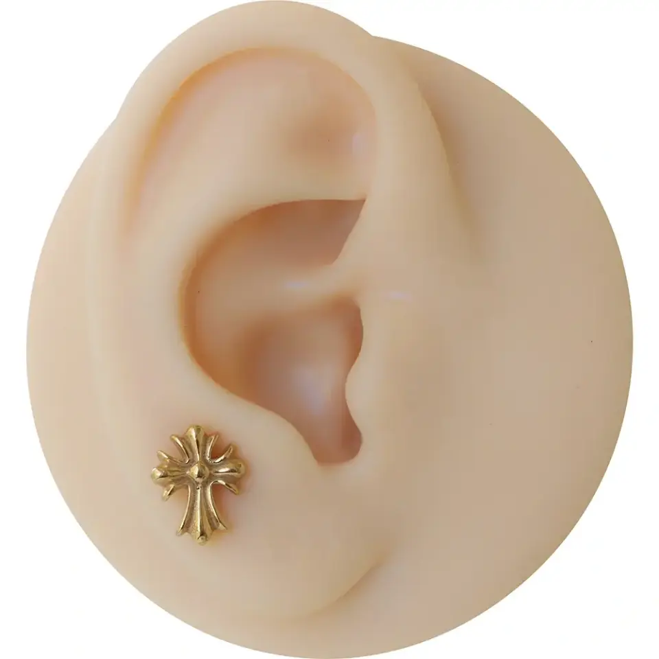 Mistik geometrik figürlü sarı altın kıkırdak küpesi helix conch piercing flatback.