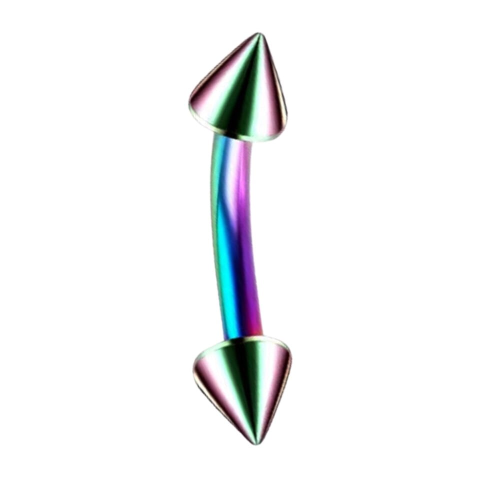 Gökkuşağı Rengi 316L Cerrahi Çelik Spike Vidalı Kaş - Rook Piercing 