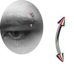 Spayk Gökkuşağı Çelik Banana Piercing, Kaş-Rook-Daith-Snug-Vertical Tragus