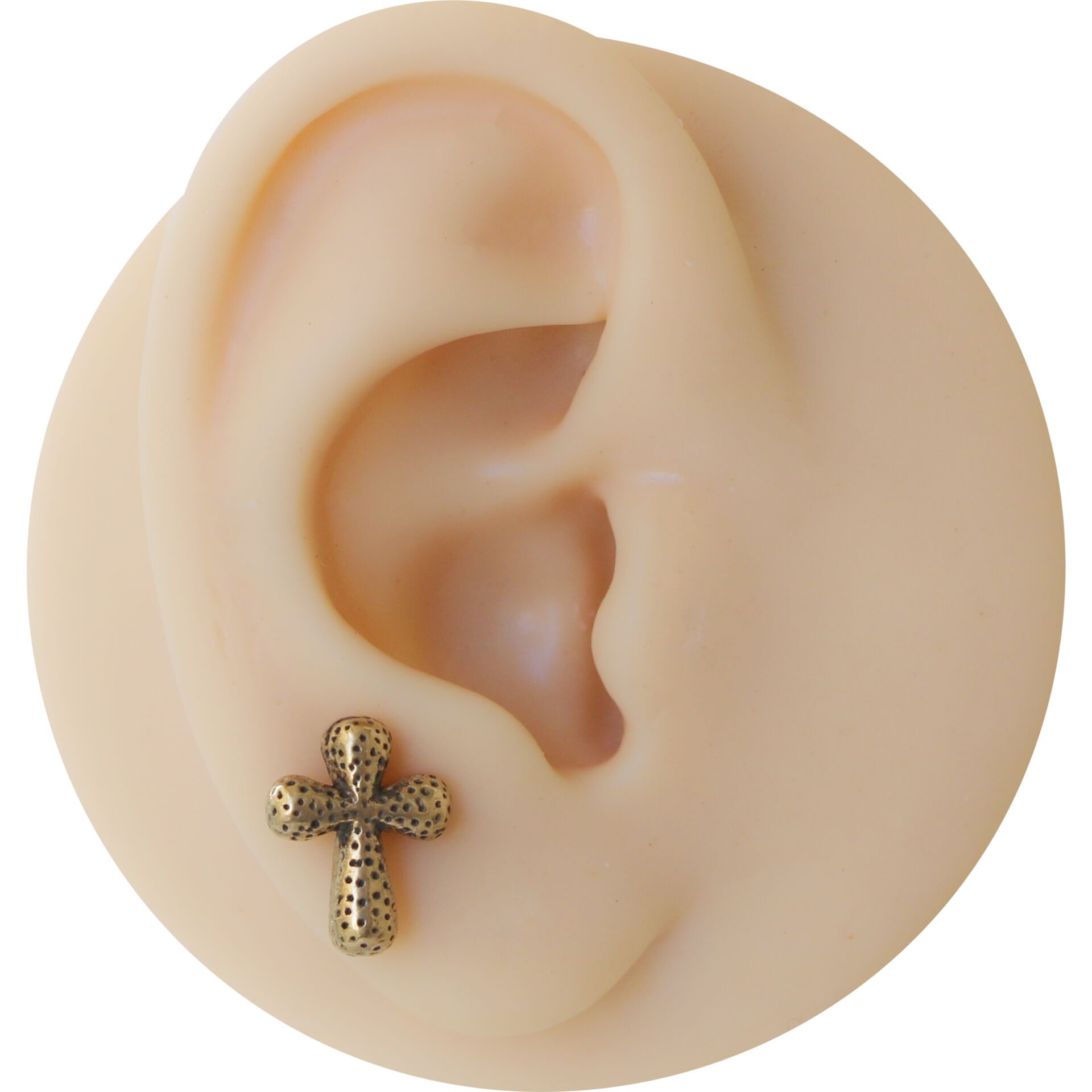 Bohem Haç 6x1,2mm Gold Çelik Labret Piercing, Tragus-Lobe-Helix-Kıkırdak