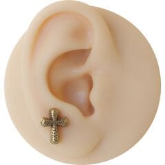 Bohem Haç 6x1,2mm Gold Çelik Labret Piercing, Tragus-Lobe-Helix-Kıkırdak